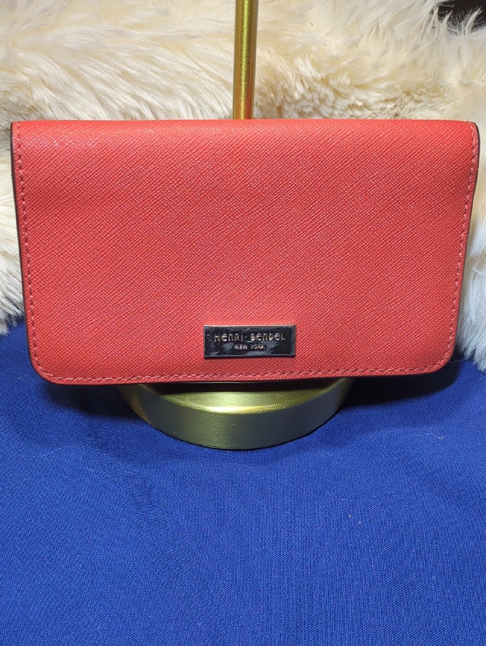 Henri Bendel Coral Saffiano Leather Wallet - Clutch/ Fits Small Cell Phones $35